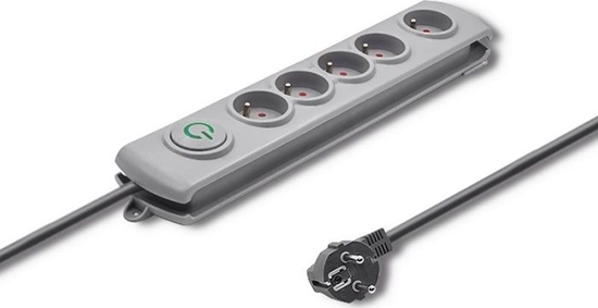 Изображение Listwa zasilajca Qoltec Swift przeciwprzepiciowa 5 gniazd 3 m szara (5901878502724)