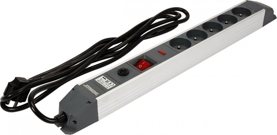 Picture of Listwa zasilajca Sthor 72372 przeciwprzepiciowa 5 gniazd 3 m czarno-srebrna (72372)