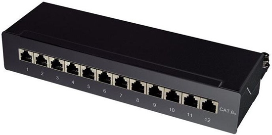 Picture of Logilink Patchpanel Tisch/Wand Cat.6A STP 12 Ports, schwarz