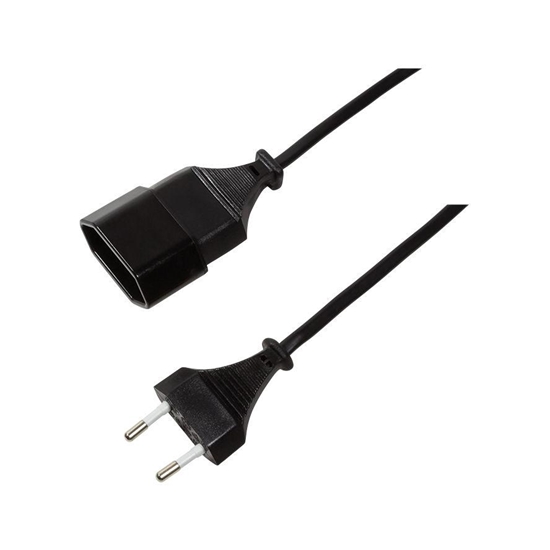 Изображение Logilink Netzkabel Euro CEE 7/16 Stecker zu Dose, 2m schwarz