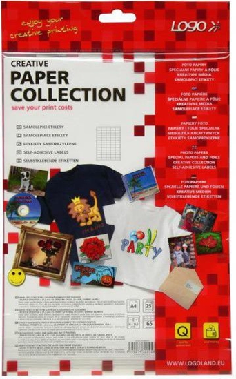 Picture of Logo Etykiety A4, matowe, biae, 65 etykiety, 140g/m2, 25 szt. (32202)