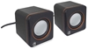 Picture of Manhattan 2600 Series Speaker System, Small Size, Big Sound, Two Speakers, Stereo, USB power, Output: 2x 3W, 3.5mm plug for sound, In-Line volume control, Cable 0.9m, Black, Three Year Warranty, Box