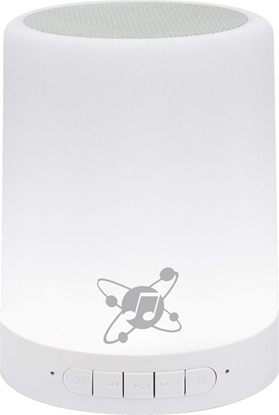 Picture of Manhattan Sound Science Bluetooth Speaker (Clearance Pricing), 5 hour Playback time, Range 10m, microSD card reader (32GB), Aux 3.5mm connector, Output 3W, USB-A charging cable included, 1200mAH battery, Bluetooth v5, Built-in hanger, White, 3 Year Warran