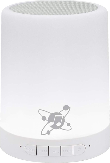 Picture of Manhattan Sound Science Bluetooth Speaker (Clearance Pricing), 5 hour Playback time, Range 10m, microSD card reader (32GB), Aux 3.5mm connector, Output 3W, USB-A charging cable included, 1200mAH battery, Bluetooth v5, Built-in hanger, White, 3 Year Warran