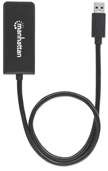 Picture of Manhattan USB-A to HDMI Adapter Cable, 60cm, Male to Female, 5 Gbps (USB 3.2 Gen1 aka USB 3.0), 2560x1440 @ 32-bit colour, Full HD video 1080p@16:9, Black, Blister
