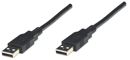 Picture of Manhattan USB-A to USB-A Cable, 1.8m, Male to Male, Black, 480 Mbps (USB 2.0), Equivalent to USB2AA2M (except 20cm shorter), Hi-Speed USB, Lifetime Warranty, Polybag