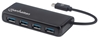 Picture of Manhattan USB-C Dock/Hub, Ports (4): USB-A (x4), 5 Gbps (USB 3.2 Gen1 aka USB 3.0), External Power Supply Not Needed, Equivalent to HB30CM4AB, SuperSpeed USB, Black, Three Year Warranty, Retail Box