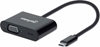 Picture of Manhattan USB-C to VGA and USB-C (inc Power Delivery), 1080p@60Hz, 19.5cm, Black, Power Delivery to USB-C Port (60W), Equivalent to CDP2VGAUCP, Male to Female, Lifetime Warranty, Retail Box
