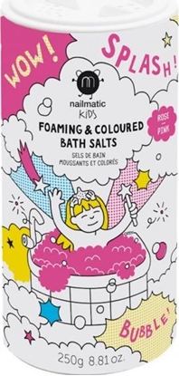 Attēls no Nailmatic Nailmatic Kids Foaming & Coloured Bath Salts pieniąca się sól do kąpieli dla dzieci Pink 250g