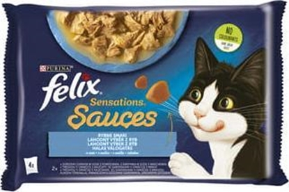 Picture of Nestle FELIX sasz.4x85g SENSATIONS SAUCES RYBNE DANIA w sosie /12