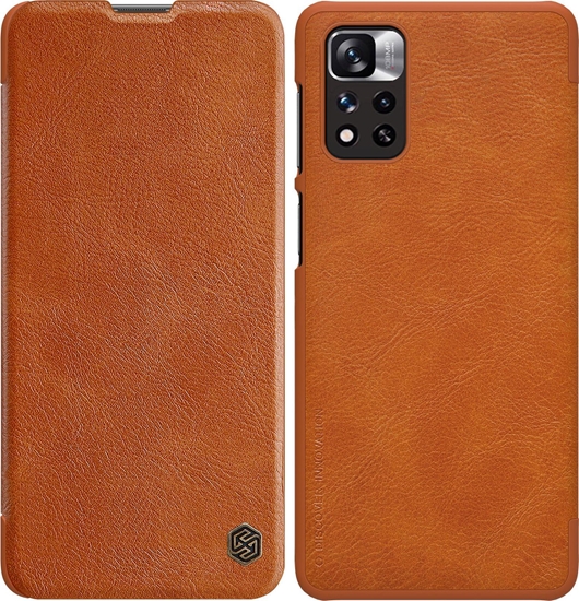 Picture of Nillkin Nillkin Qin Case etui do Xiaomi Poco X4 Pro 5G osona na aparat kabura pokrowiec obudowa z klapk brzowy