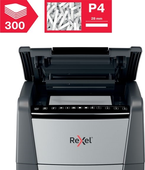 Picture of Rexel AutoFeed+ 300X Paper Shredder Cross shredding 4x25 mm P-4 60 L, 55 dB, Grey/Black