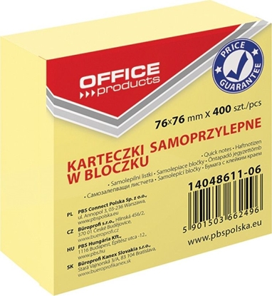 Picture of Office Products Kostka samoprzylepna OFFICE PRODUCTS, 76x76mm, 1x400 kart., pastel, jasnoóty