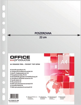 Picture of Office Products Koszulki na dokumenty OFFICE PRODUCTS, poszerzane, PP, A4, groszkowe, 90mikr., 50szt.