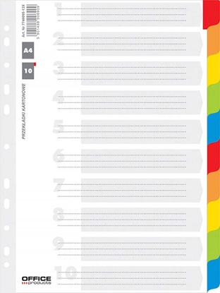 Picture of Office Products Przekadki kartonowe A4, 227x297, laminowane, mix, 10 kart (21071011-99)