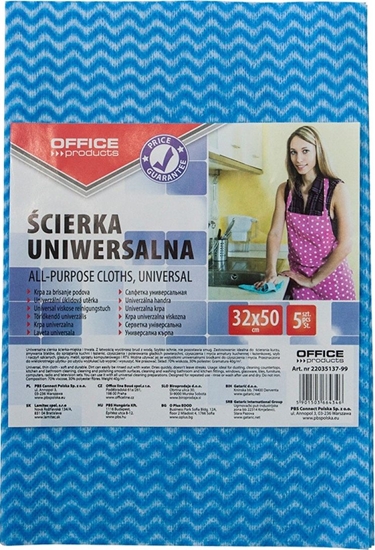 Picture of Office Products cierka uniwersalna OFFICE PRODUCTS, wiskoza 70%, gr. 40g/mkg, 32x50cm, 5szt., niebieska