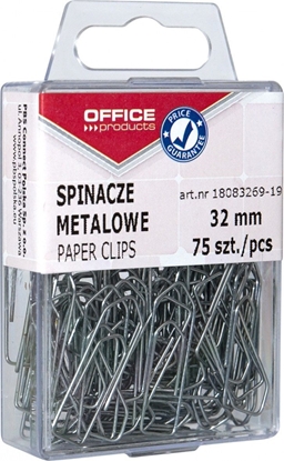 Изображение Office Products Spinacze metalowe , 32mm, w pudełku, 75szt., srebrne