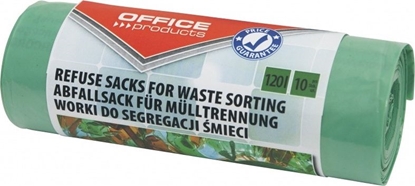 Attēls no Office Products Worki na śmieci domowe OFFICE PRODUCTS, do segregacji szkła, mocne (LDPE), 120l, 10szt., zielone