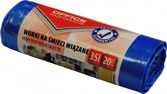 Picture of Office Products Worki na mieci wizane OFFICE PRODUCTS, premium (LDHD), 35L, 20szt., niebieskie