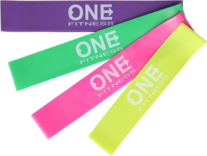 Attēls no One Fitness Mini Band PBF-SET04 róne poziomy oporu w zestawie wielokolorowy 4 szt.