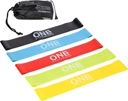 Attēls no One Fitness Mini Band PBF-SET05 róne poziomy oporu w zestawie wielokolorowy 5 szt.