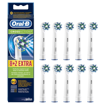 Attēls no Oral-B CrossAction Toothbrush Head, Pack of 10 Counts