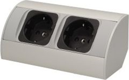 Attēls no Orno Gniazdo meblowe bez wycznika, 2x2P+Z, srebrne, wersja schuko