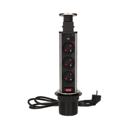 Attēls no Orno Gniazdo meblowe fi6cm, 3x250V AC wysuwane z blatu z blokad (OR-AE-1348)