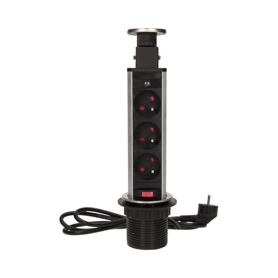 Picture of Orno Gniazdo meblowe fi6cm, 3x250V AC wysuwane z blatu z blokad (OR-AE-1348)