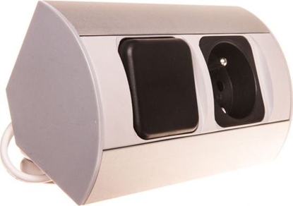 Attēls no Orno Gniazdo meblowe pojedyncze z/u 16A IP20 z wycznikiem aluminium/ tworzywo OR-AE-1302