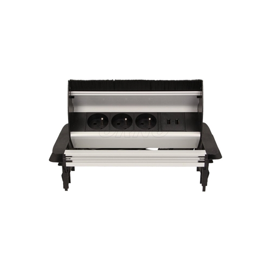 Picture of Orno Gniazdo wpuszczane w blat 3x250V AC ze szczotk przeciwkurzow, adowark 2xUSB i przewodem 1,8m OR-AE-1362 - OR-AE-1362