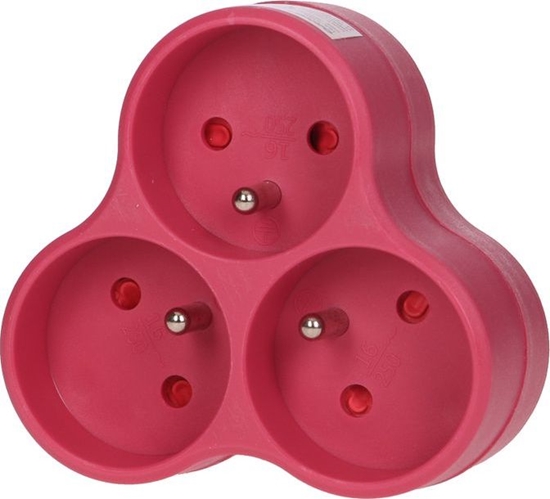 Picture of Orno Rozganik wtyczkowy 3-gniazda z/u róowy OR-AE-13134/P