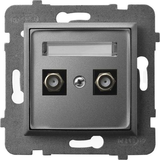 Picture of Ospel ARIA Gniazdo antenowe typu F podwójne szary mat GPA-2UF/m/70