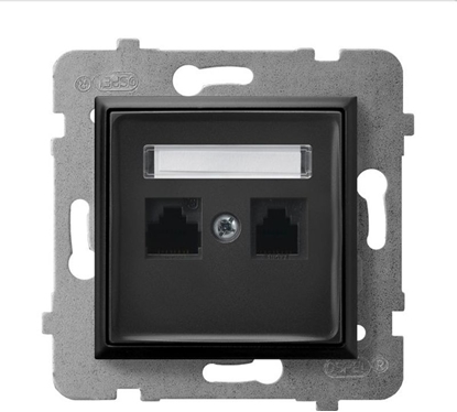 Picture of Ospel ARIA Gniazdo komputerowe podwójne, kat. 5e MMC czarny metalik GPK-2U/K/m/33