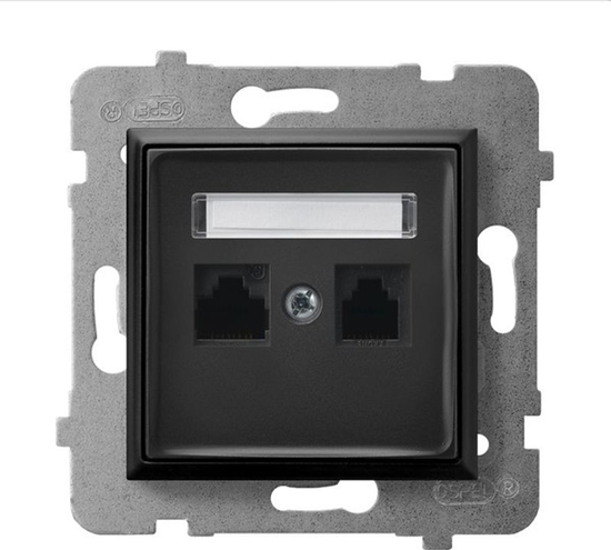 Picture of Ospel ARIA Gniazdo komputerowe podwójne, kat. 5e MMC czarny metalik GPK-2U/K/m/33