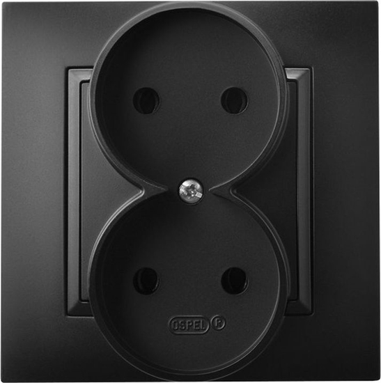 Picture of Ospel ARIA Gniazdo podwójne czarny metalik GP-2U/33