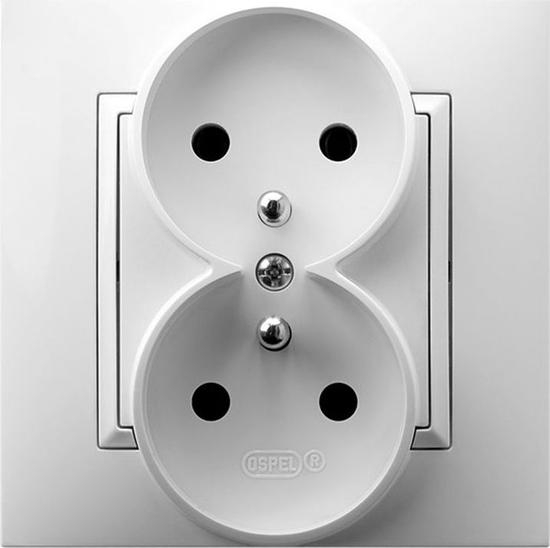 Picture of Ospel ARIA Gniazdo podwójne z/u biay GP-2UZ/00