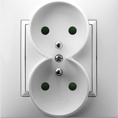 Picture of Ospel ARIA Gniazdo podwójne z/u z przesonami torów prdowych biay GP-2UZP/00