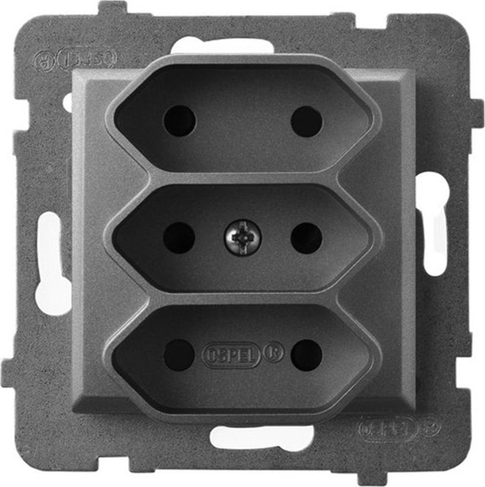 Picture of Ospel ARIA Gniazdo potrójne EURO szary mat GP-3U/m/70