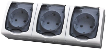 Picture of Ospel FALA Gniazdo hermetyczne potrójne z/u IP44 klapka przezroczysta biae (GNH-3HZd)