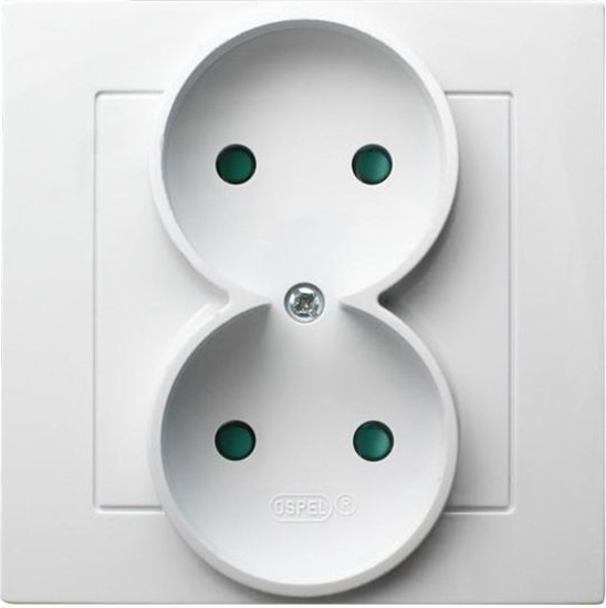 Picture of Ospel Gniazdo AS podwójne z przesonami torów prdowych biae (GP-2GP/00)