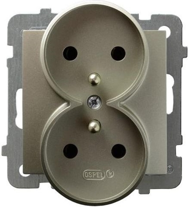 Picture of Ospel Gniazdo AS podwójne z uziemieniem satyna light (GP-2GRZ/m/45)
