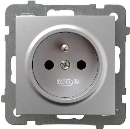 Picture of Ospel Gniazdo AS pojedyncze z uziemieniem srebrne (GP-1GZ/m/18)