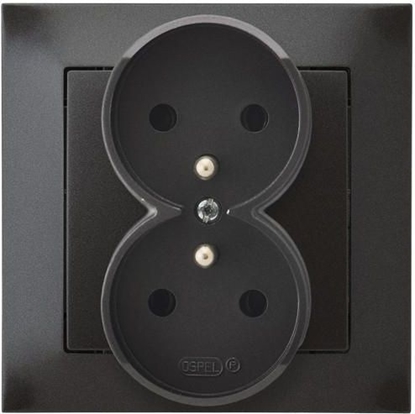 Picture of Ospel Gniazdo Impresja podwójne z uziemieniem antracyt (GP-2YZ/50)