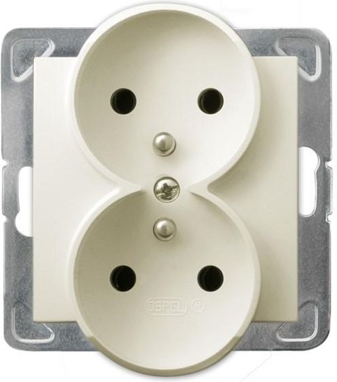 Picture of Ospel Gniazdo Impresja podwójne z uziemieniem ecru (GP-2YRZ/m/27)