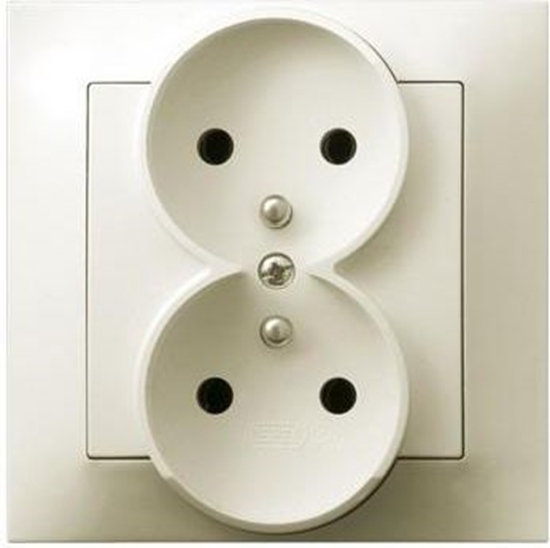 Picture of Ospel Gniazdo Impresja podwójne z uziemieniem ecru (GP-2YZ/27)