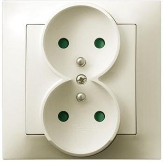 Picture of Ospel Gniazdo Impresja podwójne z uziemieniem i przesonami ecru (GP-2YZP/27)