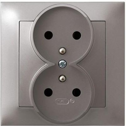 Picture of Ospel Gniazdo Impresja podwójne z uziemieniem tytan (GP-2YZ/23)