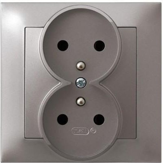 Picture of Ospel Gniazdo Impresja podwójne z uziemieniem tytan (GP-2YZ/23)