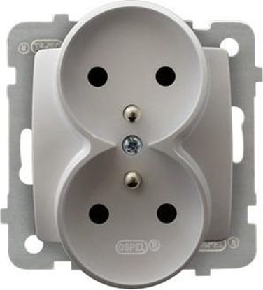 Picture of Ospel Gniazdo Karo podwójne z uziemieniem srebrny perowy (GP-2SRZ/m/43)